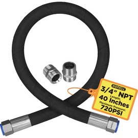 HOTYELL 3/4 Inch NPT Compressor Jumper Hose 40", 5-Layer Reinforced 430°F/720 PSI Air Hose with 304 Stainless Steel Male Connectors and 360° Swivel Fittings
