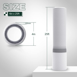 Flehomo 4Inch 25Ft Aluminum Ducting, Flexible Heavy Duty 4 Layer Protection Ducting Vent Hose for HVAC Ventilation and Exhaust, Duct Fan System, White