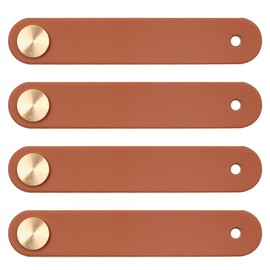 ZONADAH Set of 4 Leather Drawer Pulls, 64x25mm Leather Handles, Drawer Knob Pull Cabinet Pulls for Single Hole Drawers Wardrobe Cupboards Furniture Kitchen Bedroom