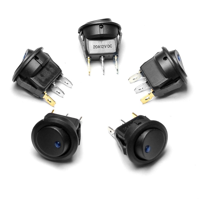 5 Pcs On-Off LED Round Rocker Toggle Switch Light DC