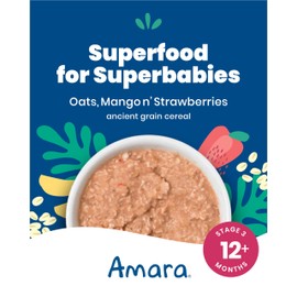 Amara Organic Baby Food - Stage 3 - Ancient Grain - Baby Cereal to Mix With Breastmilk, Water or Baby Formula - Shelf Stable Baby Food Made from Organic Fruit & Veggies - 5 Pouches, 3.5oz Per Serving