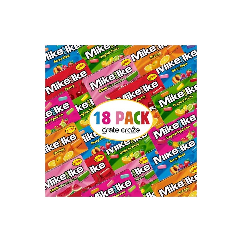 Mike Ike Chewy Candy Variety Pack, Assorted Flavors Mini Box