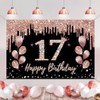 17th Birthday Decorations for Girls, Party Decoration Black and Rose
