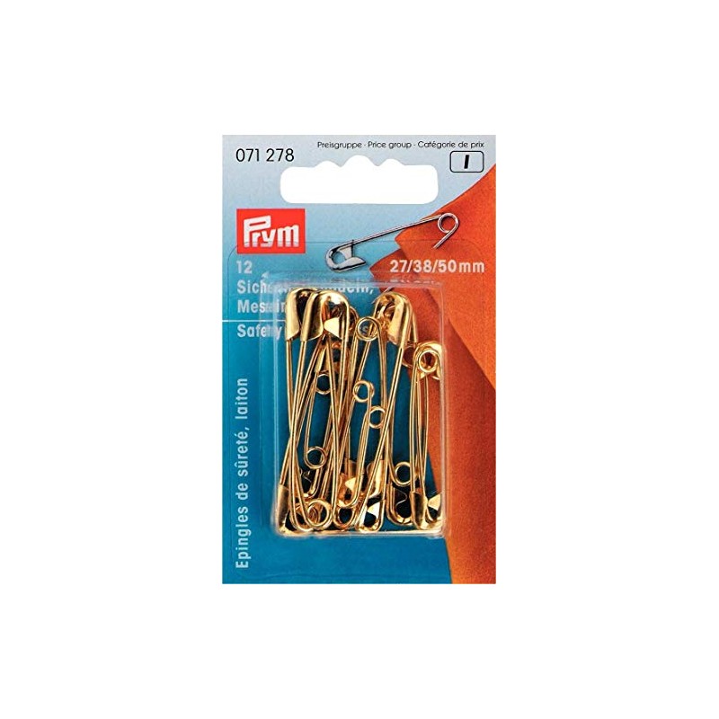 Prym 071278 Spille di sicurezza con spirale ottone 27/38/50 mm