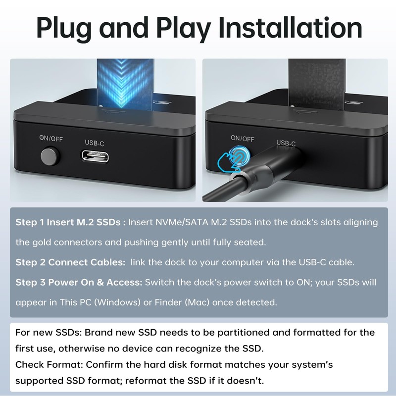 SSK SSD to USB Adapter, M.2 NVMe & SATA SSD