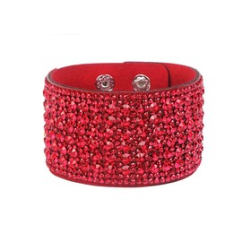 YANCHUN Leather Wrap Boho Bracelet for Women Rhinestone Bracelet Stackable Bracelets for Women Western Outfit Dress