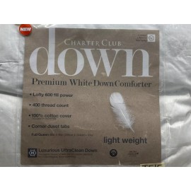 Charter Club Premium White Down Full / Queen Comforter Light Weight New