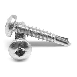 #10-16 x 1/2" (FT) BSD Thread Self Drilling Screw Square Drive Pan Head #3 Point Low Carbon Steel Zinc Plated Pk 5000