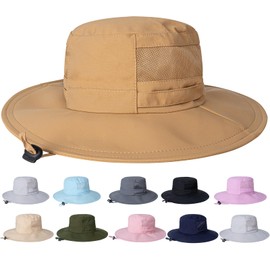 Sun Hat for Men/Women, UPF 50+ Fishing Hat,Waterproof Wide Brim Bucket Hat Foldable Boonie Hat for Hiking Garden Safari Beach Khaki