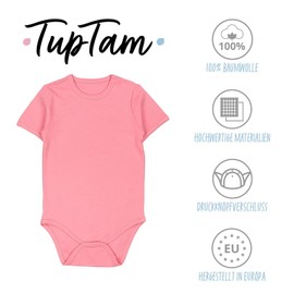 TupTam Baby Bodysuit Short Sleeve - Set of 3 Made from 100% Cotton up to Size 134, Raspberry Dusky Pink Plain
