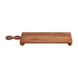 Mud Pie 7" x 28" Footed Twisted Handle Board, Brown