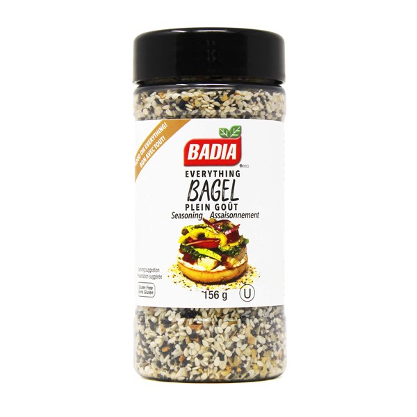 Badia Spices | Everything Bagel Seasoning | Healthy & Delicious Spice | Flavourful Toppings | Sesame Seeds, Poppy Seeds, Onion & Garlic | Gluten Free | 156g