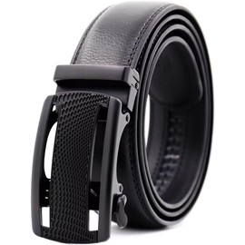 QHA New Mens Ratchet Automatic Leather Belts Buckle Casual Fashion Designer Q5085-Black-38-42"