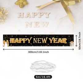 Koliphy New Year's Eve Decoration 2024 New Year Banner, 2024 Happy New Year Banner, New Year's Eve Party Fabric Background, New Year Decoration 2024 New Year's Eve Party Decoration for Indoor and