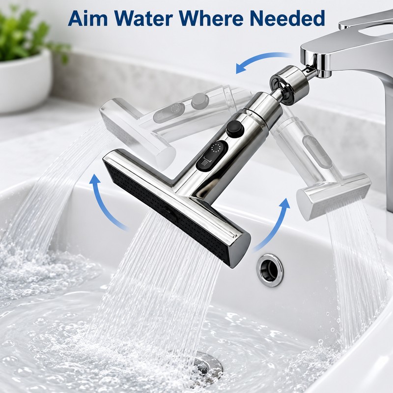 Rotatable 3-Mode Waterfall Faucet Extender – Adjustable Sink Sprayer Nozzle