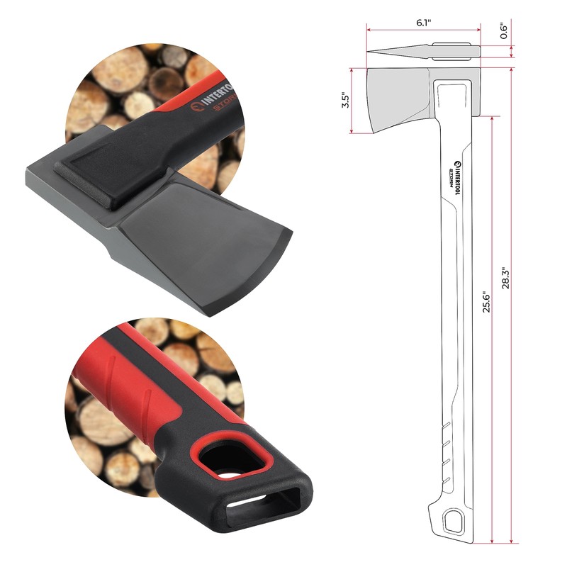 INTERTOOL 28” Chopping Axe, Tree Felling Tool, Deeper Cuts, Splitting,