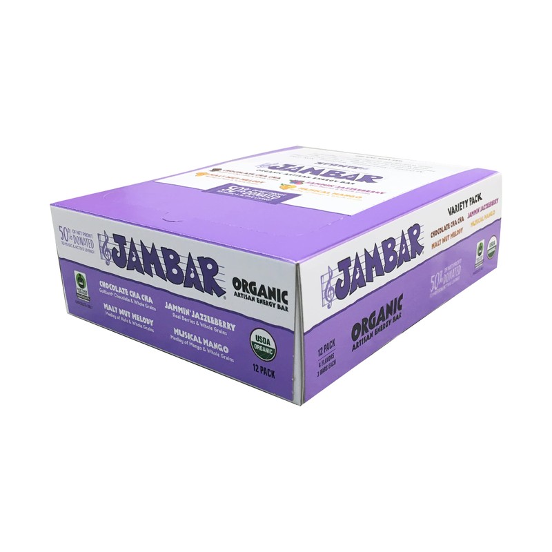 JAMBAR Organic Artisan Energy Bar (Variety Flavors - 12 Pack)