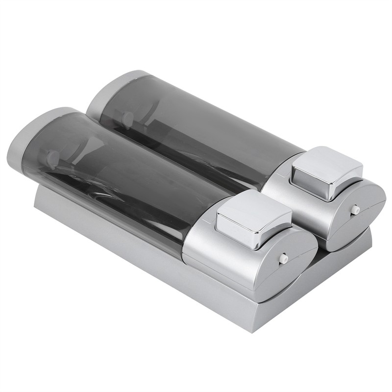 200MLx2 Silver DoubleHead Soap Dispenser WallMounted Manual Shampoo Dispensers
