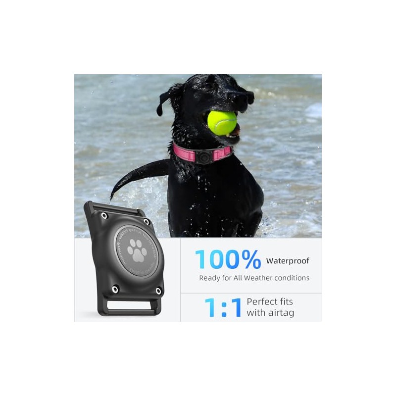 Collar para Perros Impermeable IP68 Mejorado con Soporte para AirTag