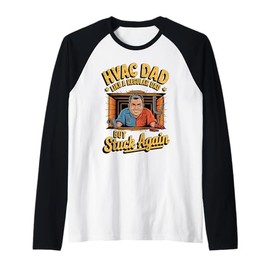 Funny HVAC Dad Stuck Again Toolbox Repair Crawl Space Raglan Baseball Tee