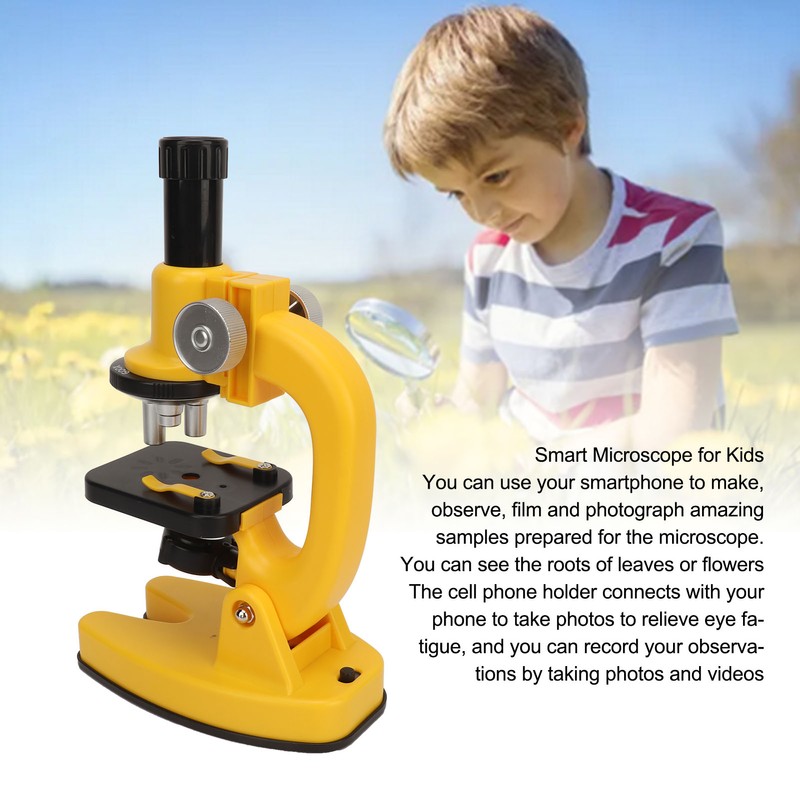Kids Beginner Microscope Science Kit Portable 200X‑1200X Microscope Kit for