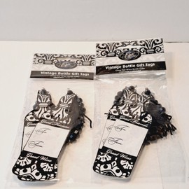 EPIC Set of Two Packages of Two  Black/White Wine Bottle Hang GIFT TAGS NIP