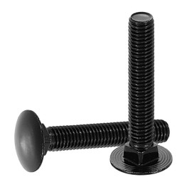 sourcing map 10Pcs Carriage Bolts, M10 x 60mm Stainless Steel 18-8 (304) Round Head Square Neck Screws Black Oxide Bolt Screw for Fastening Accessories - Black