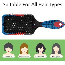 Kids Hair Brush for Boys Girls Toddler - Blue Red Spider Web Detangler Hairbrush for Wet Dry Thin Long Curly Hair Pain-Free Comb Glide Through Tangles with Ease and Massage Scalp