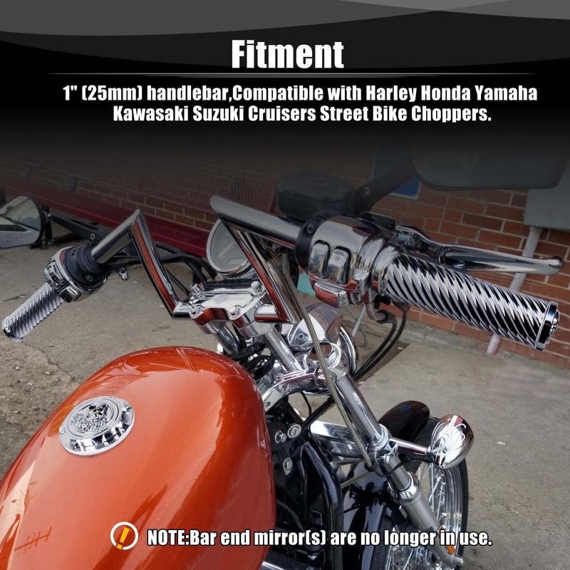 Goldfire Motorcycle Grips 1" 25mm Handlebar Harley Hand Grips for