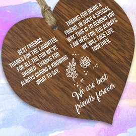 Love and Friendship Gifts for Women Birthday Dark Wooden Heart Sign Plaque, Christmas for Women Sign, Xmas Decorations, Valentines Hanging Hearts, Special Friend Gifts, Bride Gift
