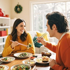 5 Pairs Cat Paw & Bamboo Joint Chopsticks - Reusable and Non-Slip, for Cat Lovers, Adults, and Kids, 2025 New, Cute Kitchen Utensil, PET Material (Green)