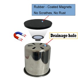 Pmsanzay Horizontal Mounting Magnetic Cup Holder Beverage Holder Drink Holder- Great for Tractors -Horizontal Mounting, Stainless Steel ( with Buffer Protection Layer )