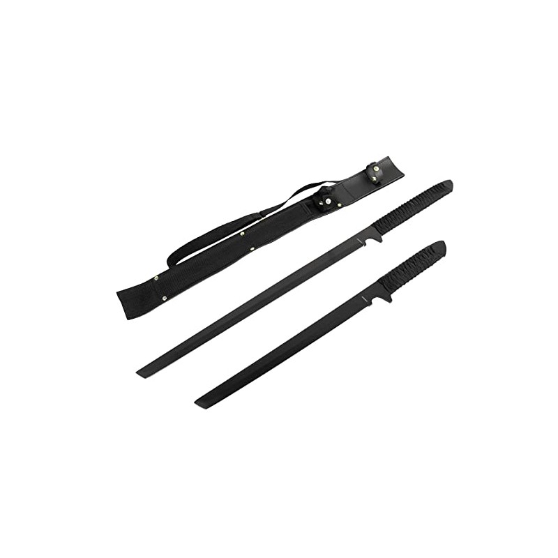 Munetoshi 2pc. Black/Gold/Silver/Rainbow Machete Set Shinobi with Nylon Sheath and