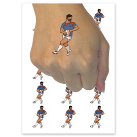 Rugged Rugby Player Man Sport Temporary Tattoo Water Resistant Fake Body Art Set Collection - 54 1" Tattoos (1 Sheet)