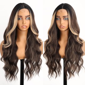 AISI HAIR Mixed Blonde Wig for Women, Long Blonde Wavy Lace Hairline Blond Wig,Synthetic Blonde Wigs for Daily Party