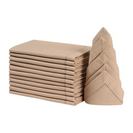 Juego de 12 servilletas de tela de algodón de color beige, con dobladillo de 18 x 18 pulgadas, decorativas, suaves, duraderas, lavables, reutilizables, para decoración de mesa de comedor, Pascua,