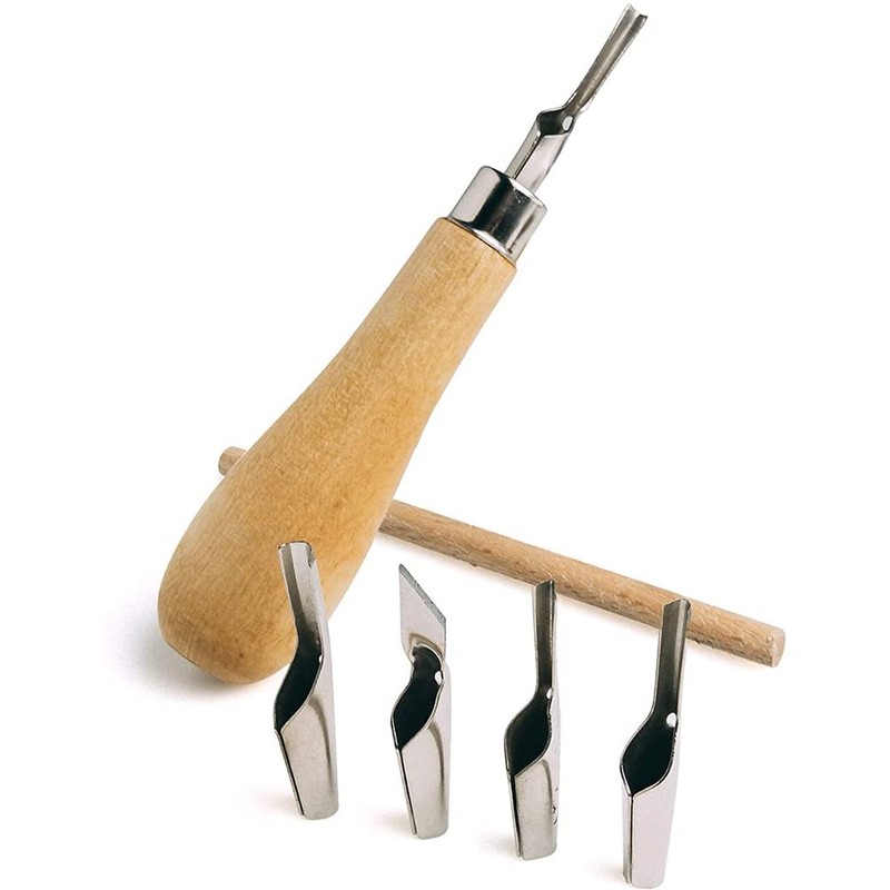 Set of tools for cutting stamps, rubber for cutting linen
