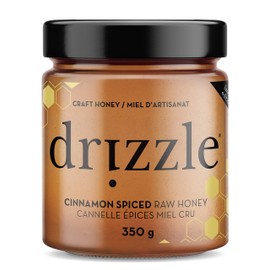 Drizzle Cinnamon Spiced Raw Honey - All Natural Pure Raw Honey with Organic Cinnamon, Unfiltered & Unheated, Use in Tea & Coffee, Sugar Substitute, Certified Kosher - 13.2 oz Jar (375 g)