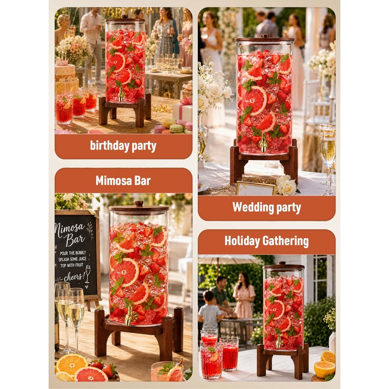 Drink Dispensers for Parties, Glass Beverage Dispenser with Stand