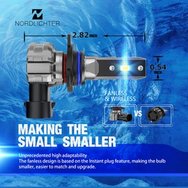 N NORDLICHTER 9012 Bulbs, 9012 Fog Light Bulbs 300% Brighter 6500K Xenon White Fanless Wireless Light for Car (Pack of 2)