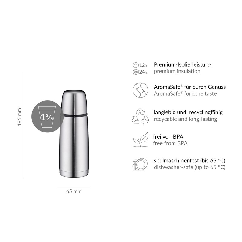 Alfi isoTherm Perfect 5107205035 Vacuum Flask Stainless Steel with Screw