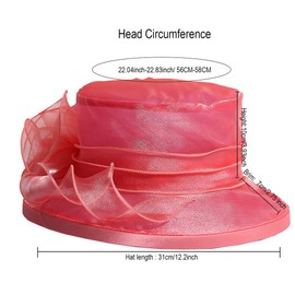 HIMESPORT Flower Bride Wedding Fascinator Hat for Women Bucket Hat Banquet Cocktail Tea Party Wide Brim Bowler Cap Red