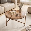 Round Coffee Table, 31.5" Glass Top Center Table Metal Frame,