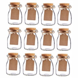 Awtlife 12pcs Vintage Glass Favor Jars with Cork Lids for Wedding Favor 3.4 oz Each Jars