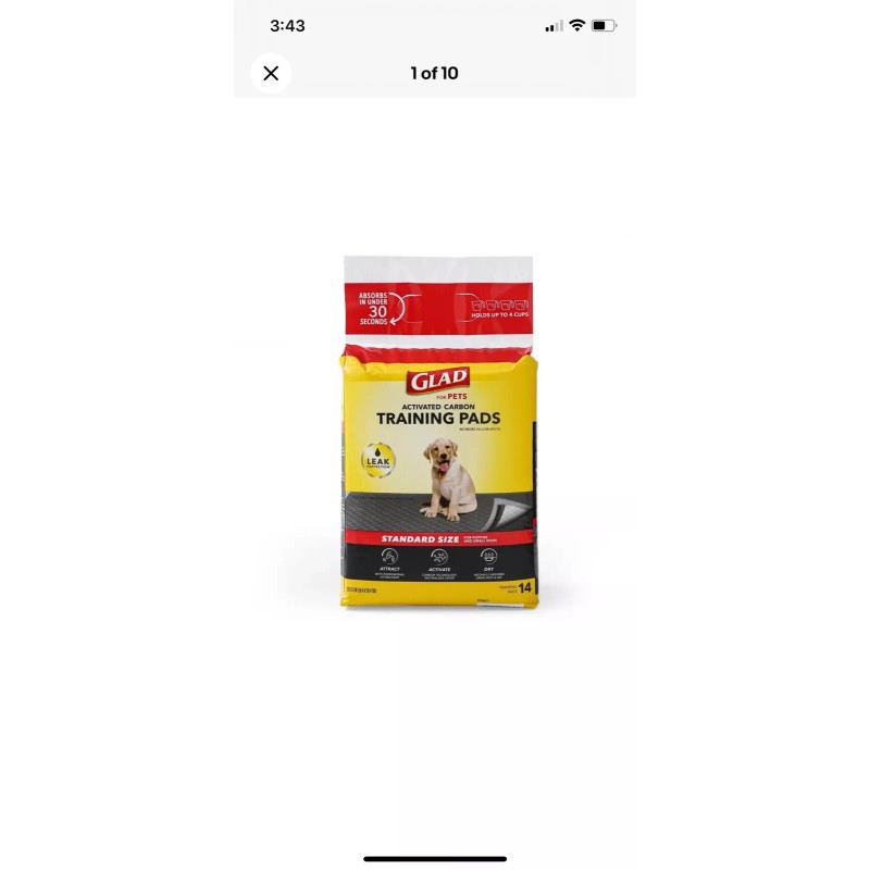 Glad Black Charcoal Puppy Training Pads, 14 Count