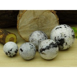 Reikiera Rainbow Moonstone Sphere With Black Tourmaline Crystal Healing Stone Ball Natural Gemstone With Ring Stand- Choose Size