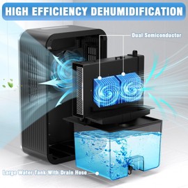 Dehumidifier,95 oz Water Tank Dehumidifer for Home,(800 sq. ft) Quiet with Timer, Automatic Shut-off function and Drain House,Dehumidifiers for Bathroom, Bedroom, Basement, 7-color LED light,Grey