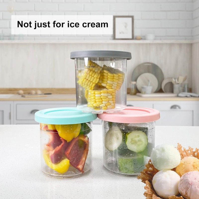 Taicols Containers Replacement for Ninja Creami Pints and Lids, 4