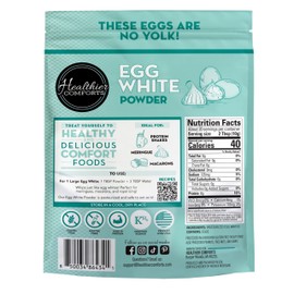 Healthier Comforts Egg White Protein Powder | Pure Dried Egg Whites, Unflavored | Pasteurized, Ready to Eat, Gluten Free, Made in USA | Perfect for Shakes, Meringue, Royal Icing, Baking (7 oz)