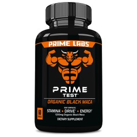 Prime Labs Organic Black Maca Root Capsules 1,200mg - Stamina, Drive, Energy, Vitality - Peruvian 20:1 Extract - for Men & Women - 60 Count